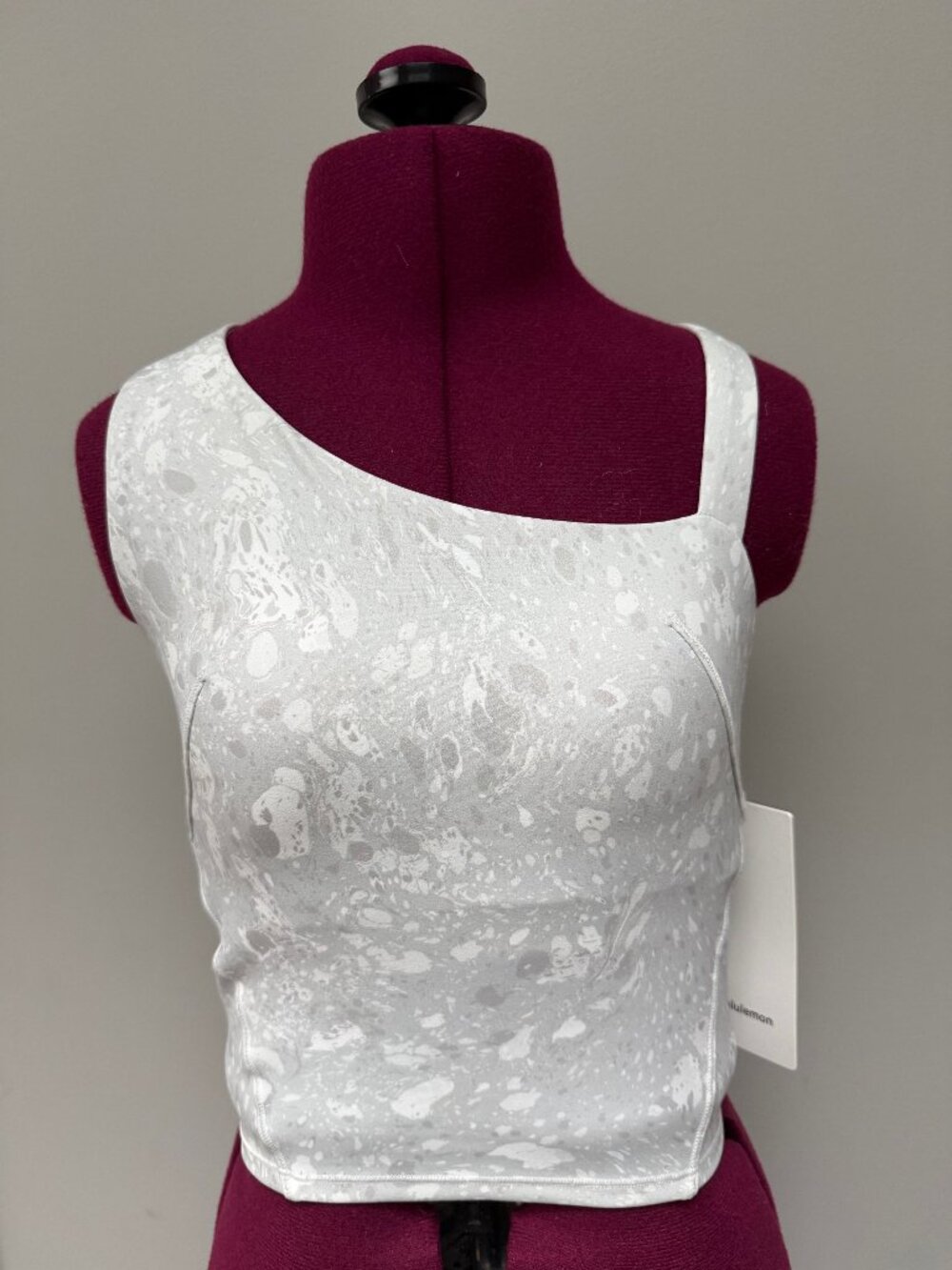 NWT Lululemon Marbled Gray "Everlux" Asymmetrical Tennis Tank - Size 2